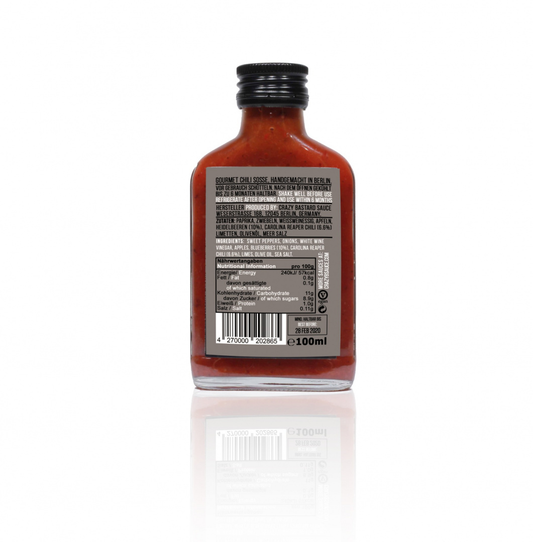 Ostry Sos Crazy Bastard Carolina Reaper & Blueberry 100ml Ostry Sos Crazy Bastard Carolina Reaper & Blueberry 100ml