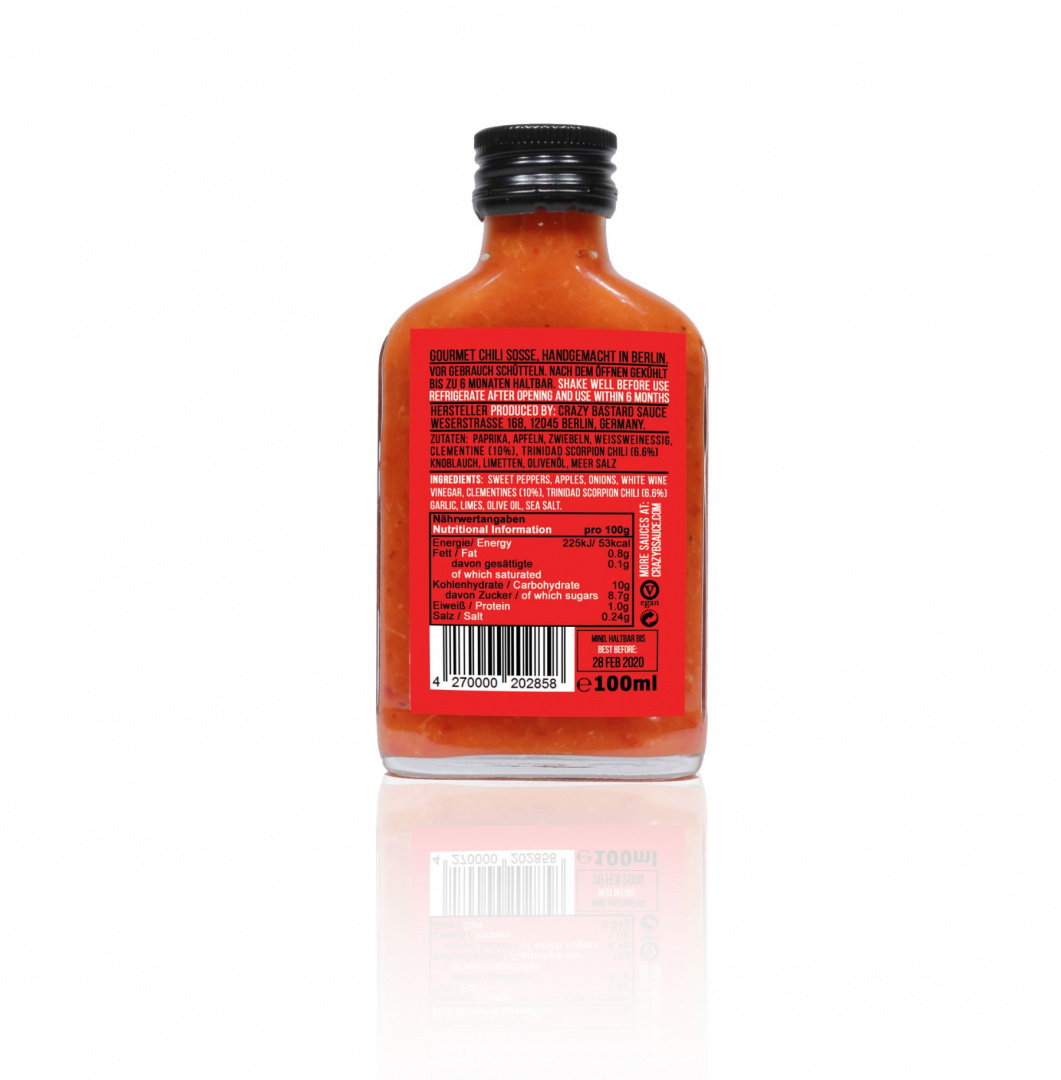 Ostry Sos Crazy Bastard Trinidad Scorpion & Clementine 100ml Ostry Sos Crazy Bastard Trinidad Scorpion & Clementine 100ml