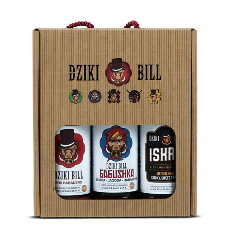 Zestaw 3 ostrych sosów Dziki Bill EASY Babushka, Habanero, Iskra 3 x 200 ml Zestaw 3 ostrych sosów Dziki Bill EASY Babushka, Habanero, Iskra 3 x 200 ml