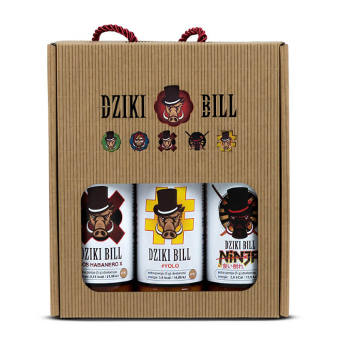 Zestaw 3 ostrych sosów Dziki Bill HARD Habanero X, YOLO, Ninja 3 x 200 ml Zestaw 3 ostrych sosów Dziki Bill HARD Habanero X, YOLO, Ninja 3 x 200 ml