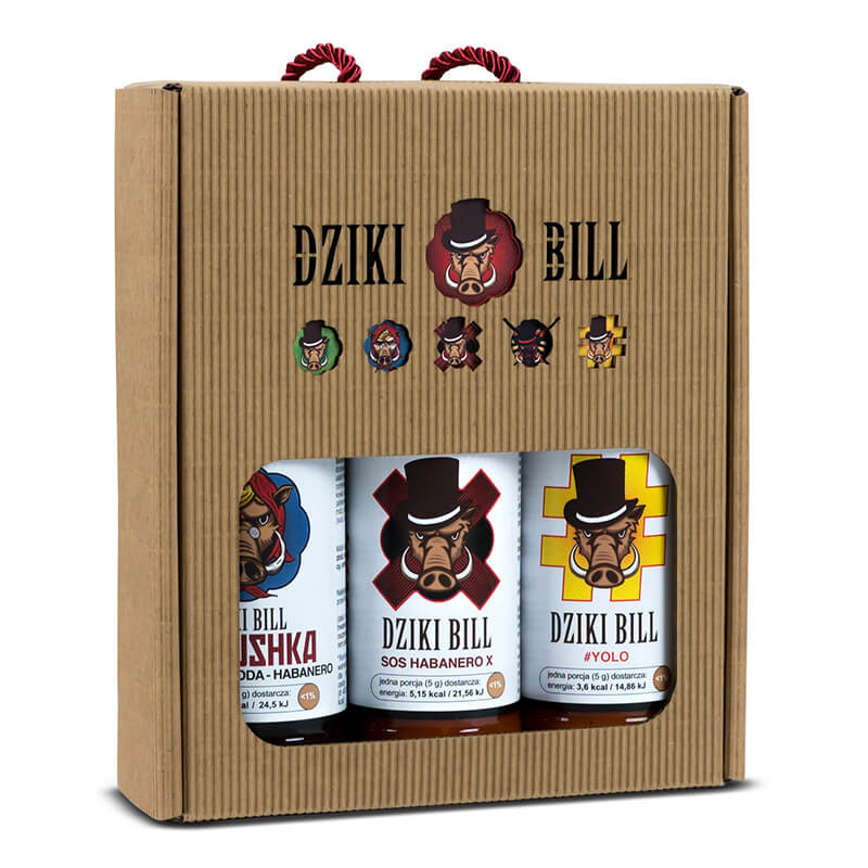 Zestaw 3 ostrych sosów Dziki Bill MEDIUM Babushka, Habanero X, YOLO 3 x 200 ml Zestaw 3 ostrych sosów Dziki Bill MEDIUM Babushka, Habanero X, YOLO 3 x 200 ml