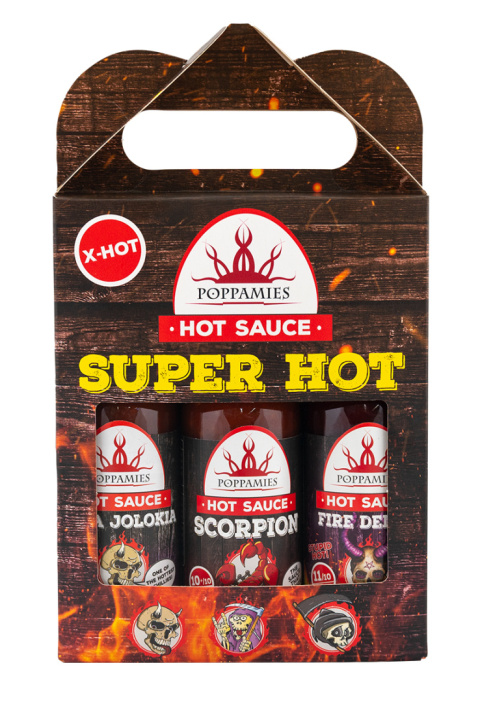 Zestaw sosów Poppamies SUPERHOT (Naga Jolokia, Scorpion, Fire Demon) 3x150ml