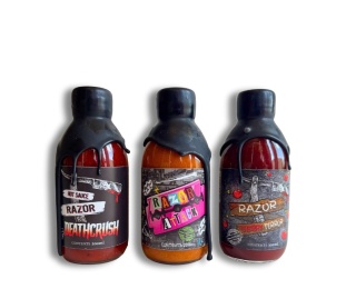 Zestaw ostrych sosów Razor HEART ATTACK (Deathcrush, Attack, Cherry Terror) 3x200ml